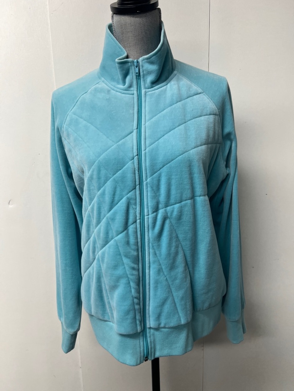 Sag Harbor Aqua Quilted Zip-Front Bomber Jacket